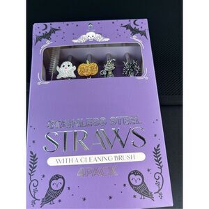 Halloween Reusable Bejeweled Straws 4 Pack